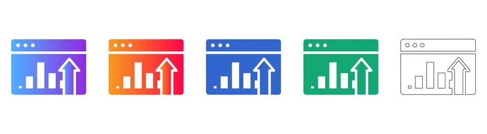 Web Browser Growth Statistics Icons Stock Illustration