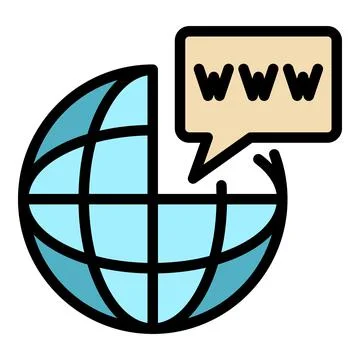 Web browser icon color outline vector Stock Illustration