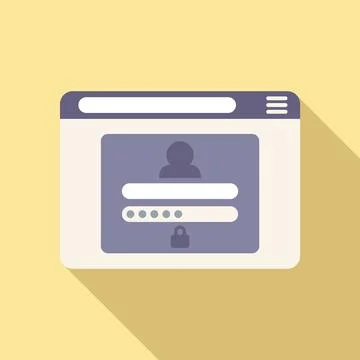 Web browser icon flat . Window internet Stock Illustration