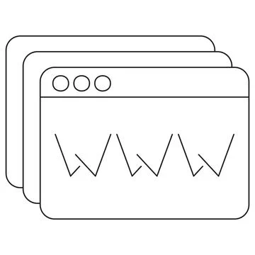 Web browser icon with multiple windows and WWW text Stock-Illustration
