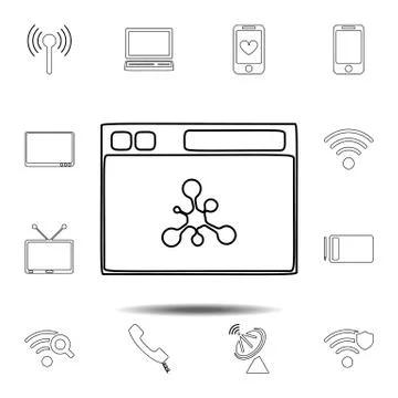 Web browser icon. Simple thin line, outline vector element of Technology icon Illustrazione stock