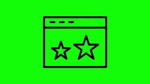 Web browser icon with stars black outline zoom animation on green screen backgro Stock Footage 330397546