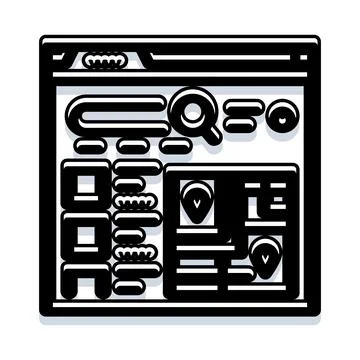 Web browser interface displaying local search results and map Stock Illustration