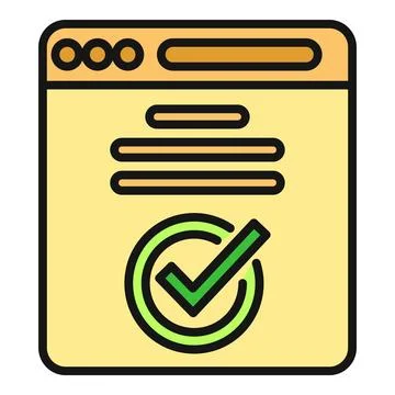 Web browser interface displaying successful validation and completion Stock Illustration