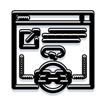 Web browser interface displaying various linking icons イラスト素材