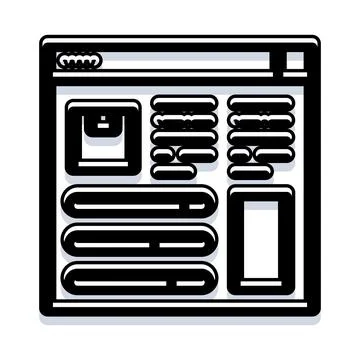 Web browser interface displaying website wireframe layout 스톡 일러스트