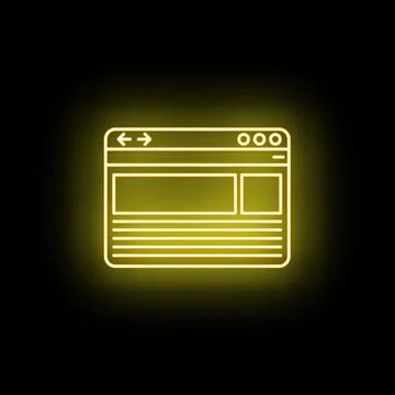 Web browser interface glowing with yellow neon light Stock Illustration