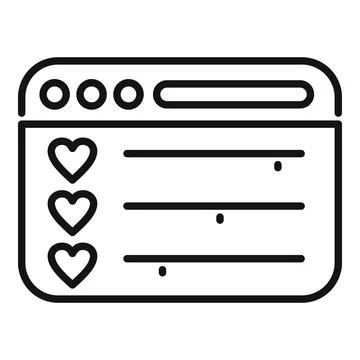 Web browser interface with heart icons 스톡 일러스트