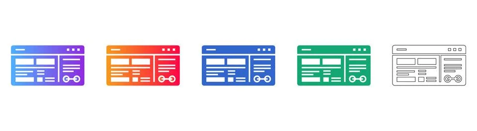 Web Browser Interface Icons for Digital Development Illustrazione stock