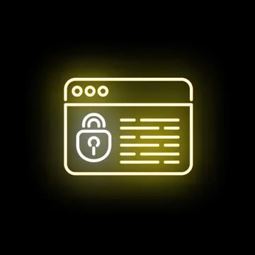 Web browser interface showing secure padlock neon concept Stock-Illustration