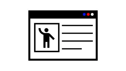 Web browser interface with a user profile icon and text placeholder, Illustrazione stock