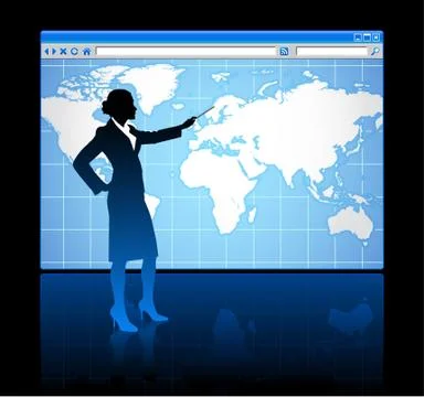 Web browser internet concept with world map Ilustración de archivo