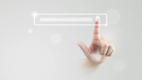 Web browser internet search engine website interface icon on blank find bar.. Stock Photos