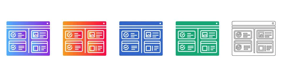 Web Browser Layout Icons with Content Blocks and Lists Stock Illustration