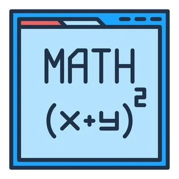 Web Browser with Math site vector Mathematics Education colored icon 스톡 일러스트