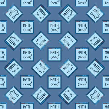 Web Browser with Math site vector Mathematics colored seamless pattern Stock Illustration