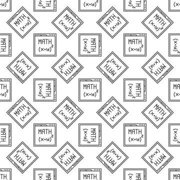 Web Browser with Math website vector Mathematics Online line seamless pattern Stock Illustration