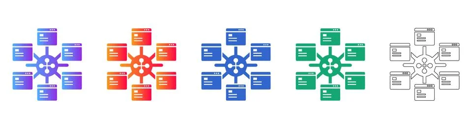 Web Browser Network Hub Icons Illustrazione stock