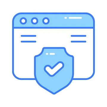 Web browser protection, secure website vector design, secure shield with webpage Stock Illustration