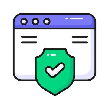 Web browser protection, secure website vector design, secure shield with webpage Illustrazione stock