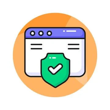 Web browser protection, secure website vector design, secure shield with webpage Stock Illustration