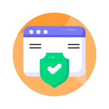 Web browser protection, secure website vector design, secure shield with webpage Stock Illustration