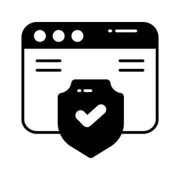 Web browser protection, secure website vector design, secure shield with webpage Stock Illustration