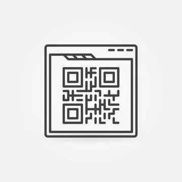 Web Browser with QR Code vector concept line icon 스톡 일러스트
