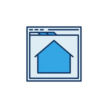 Web browser with Real Estate Online App vector colored icon Illustrazione stock