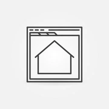 Web browser with Real Estate Online App vector line icon Illustrazione stock