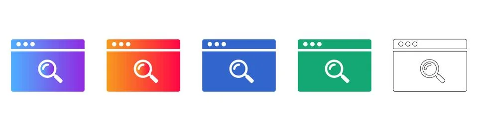 Web Browser Search and Research Icons Illustration