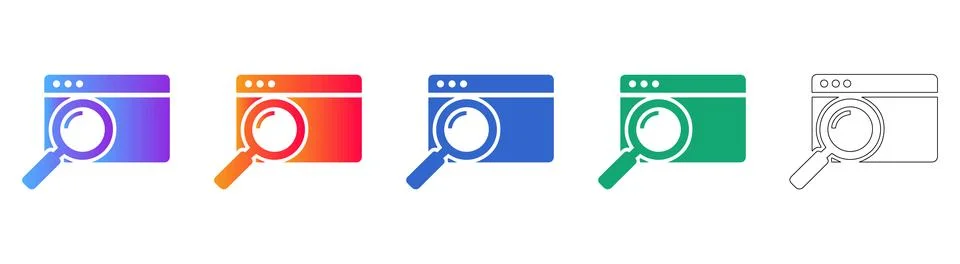 Web Browser Search Engine Icon Set Stock Illustration