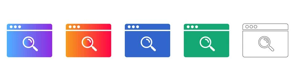 Web Browser Search Interface Icons in Multiple Colors Illustrazione stock