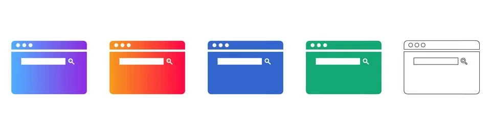 Web Browser Search Interface Icons Set Illustrazione stock