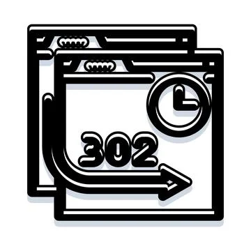 Web browser showing a 302 redirect http status Ilustración de archivo