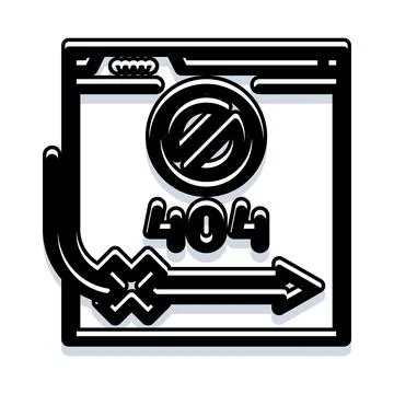 Web browser showing 404 page not found error Illustrazione stock