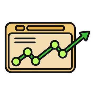 Web browser showing business growth line graph Stock Illustration