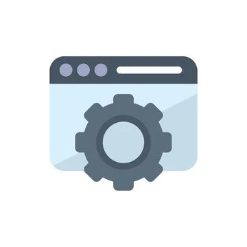 Web browser showing a gear wheel representing settings Illustrazione stock