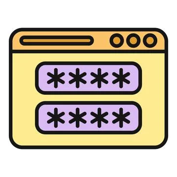Web browser showing password login fields with asterisks Stock Illustration