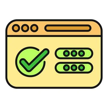 Web browser showing verification checkmark and password fields Stock Illustration