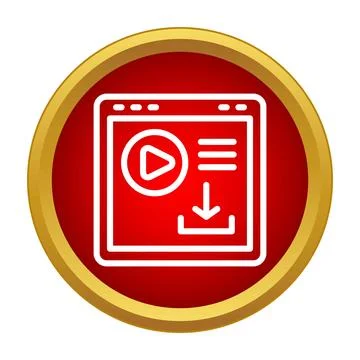 Web browser showing video play and download icon Illustrazione stock