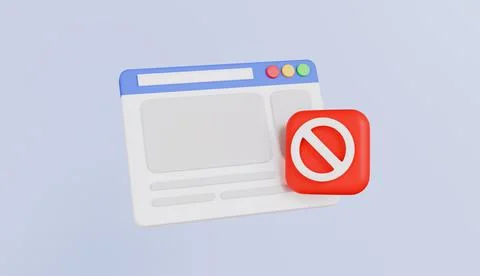 Web browser with a stop icon, internet security, website scam, online cyber イラスト素材