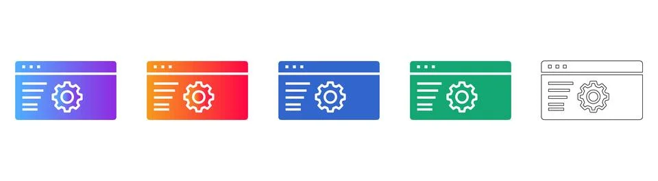 Web Browser System Settings Icons Stock Illustration