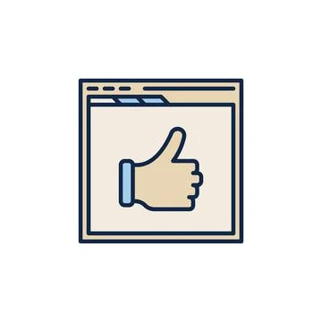 Web Browser with Thumbs Up vector concept colored icon Stock Illustration