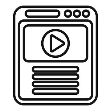 Web browser video player icon outline Stock Illustration