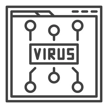 Web Browser with Virus vector outline icon or symbol Stock Illustration