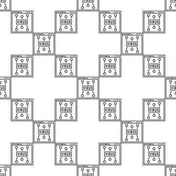 Web Browser with Virus vector outline seamless pattern Illustrazione stock
