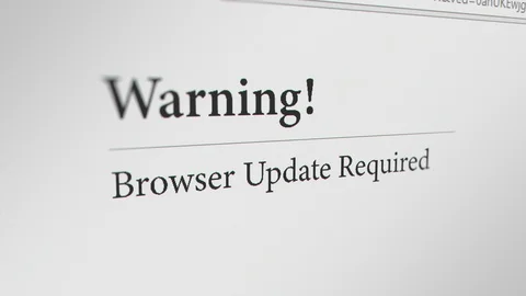 Web Browser with "Warning! Browser Update Required" Message Stock Footage 119606516