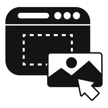 Web browser window displaying an image icon being clicked by a cursor, with a Stockillustratie