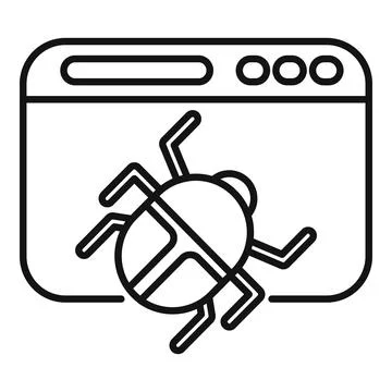 Web browser window displaying large bug indicating malware presence 스톡 일러스트